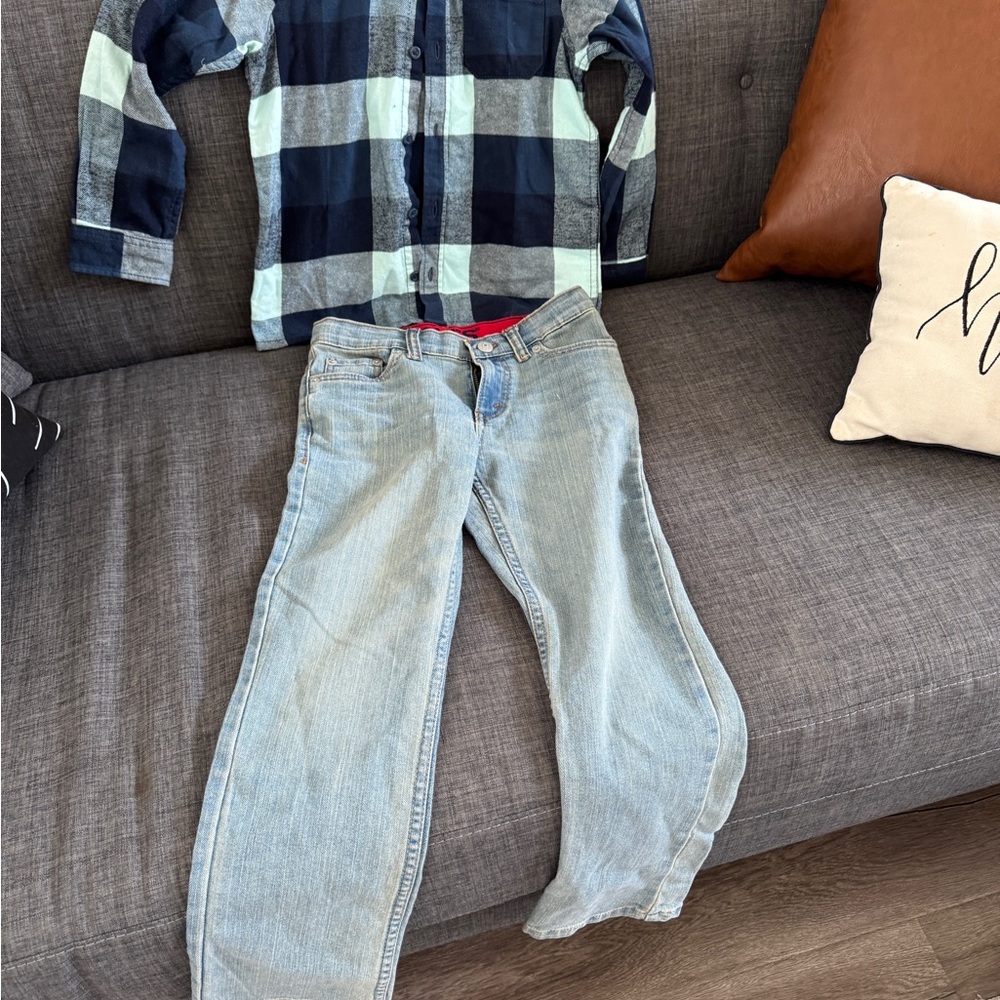 Levi's Kids Light Blue Jeans plus flannel